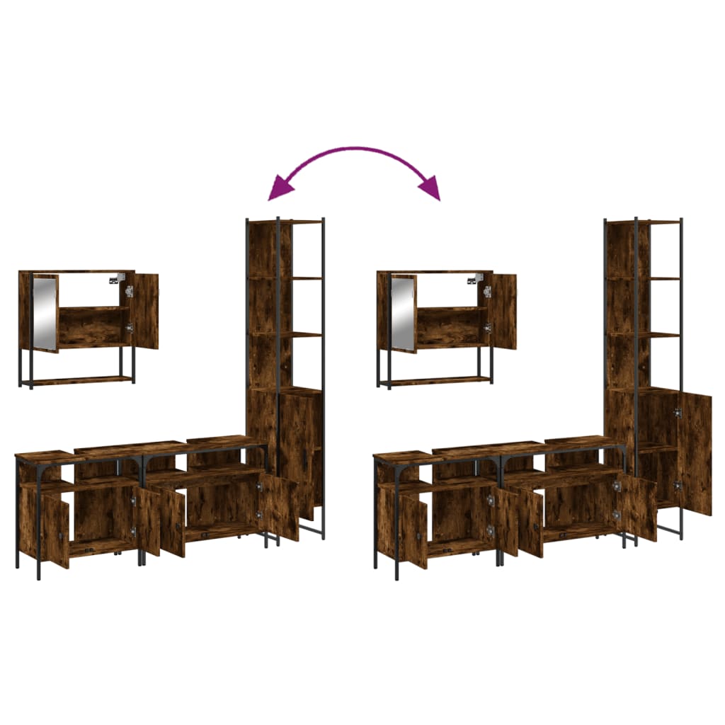 4-tlg. Badmöbel-Set Räuchereiche Holzwerkstoff