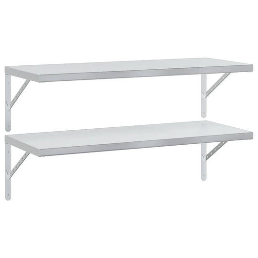 Wandregale 2 Stk. 100x40 cm Silbern Edelstahl