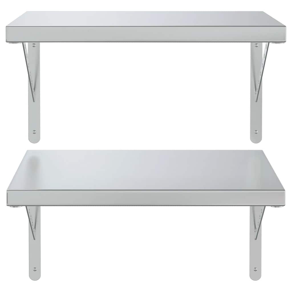 Wandregale 2 Stk. 50x40 cm Silbern Edelstahl