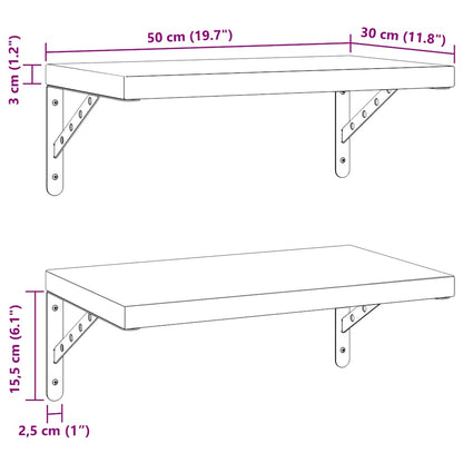Wandregale 2 Stk. 50x30 cm Silbern Edelstahl