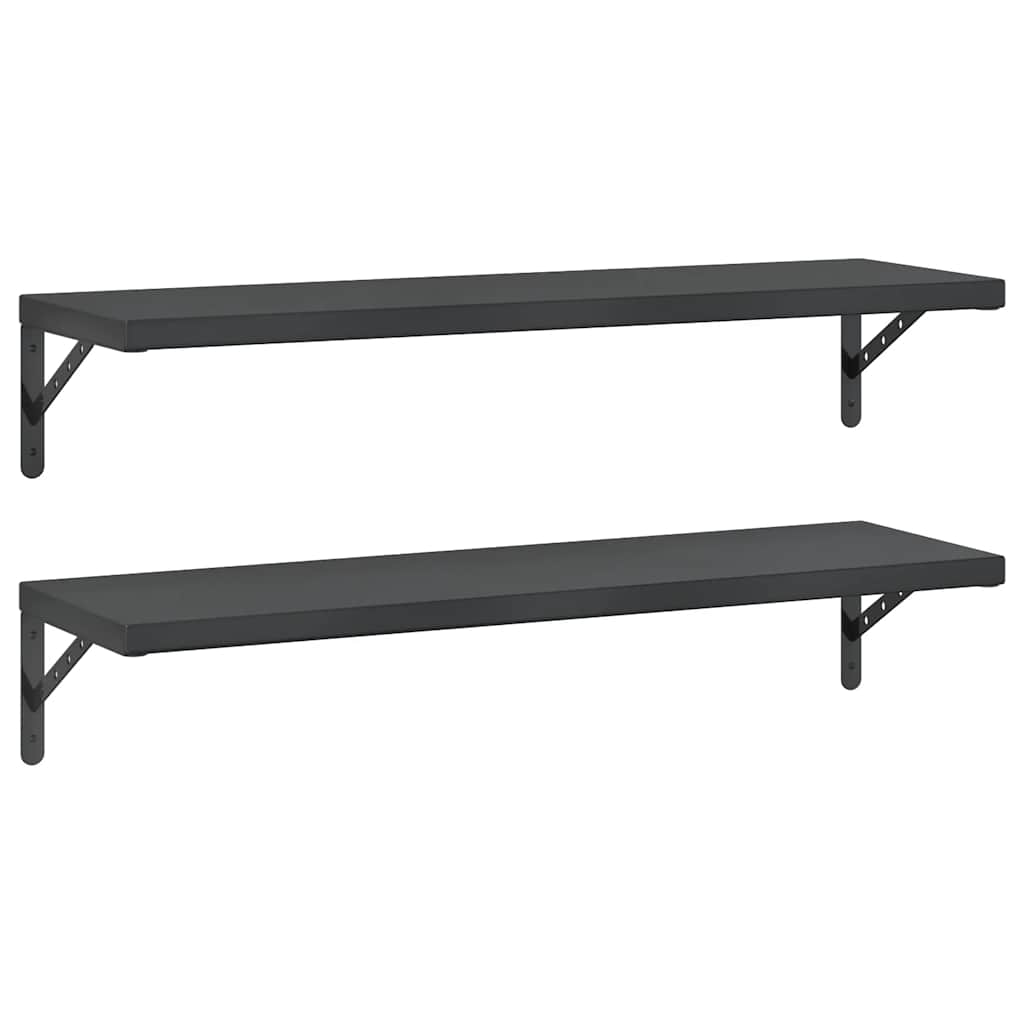 Wandregale 2 Stk. 100x30 cm Schwarz Edelstahl