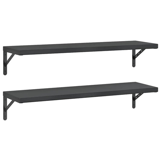 Wandregale 2 Stk. 100x30 cm Schwarz Edelstahl
