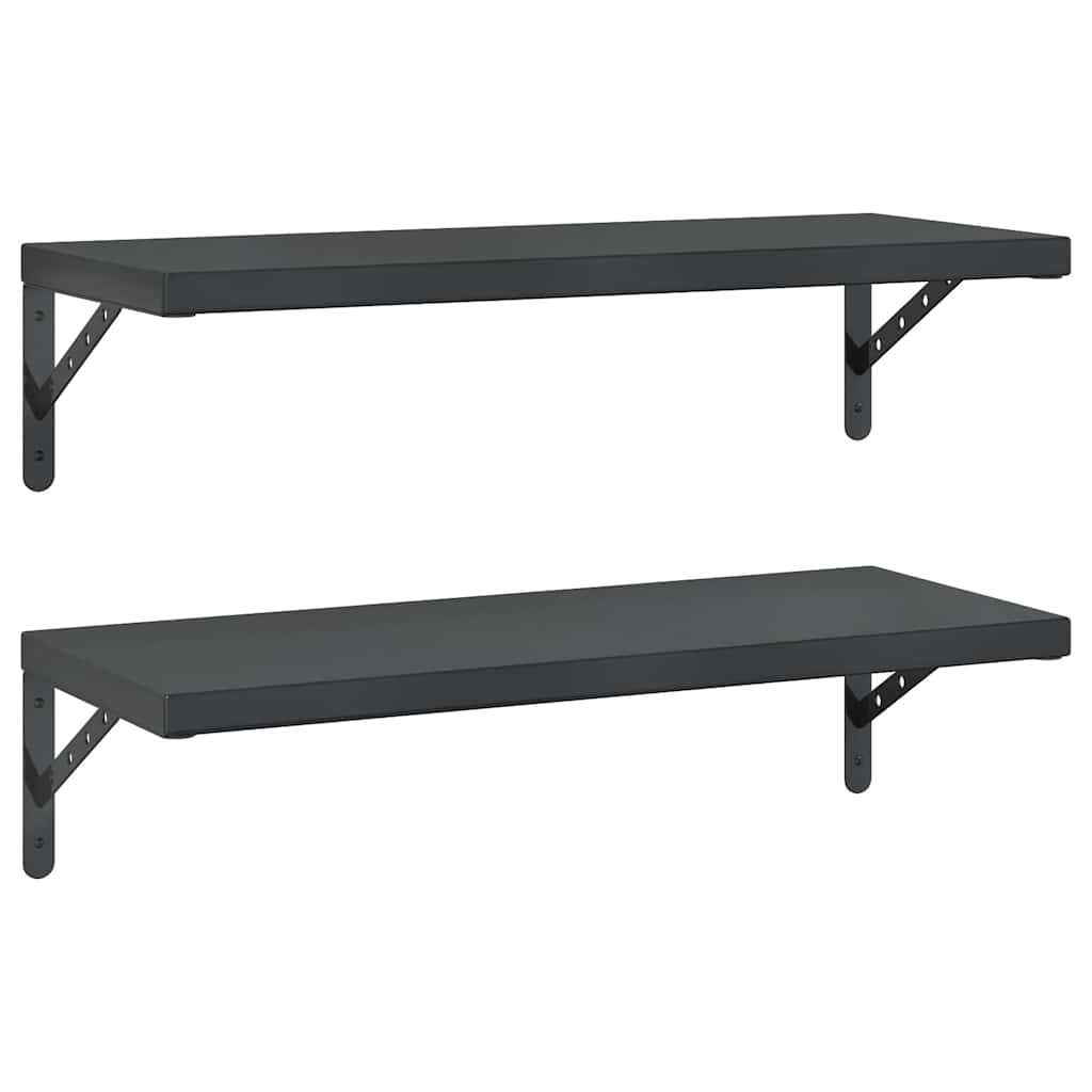 Wandregale 2 Stk. 75x30 cm Schwarz Edelstahl