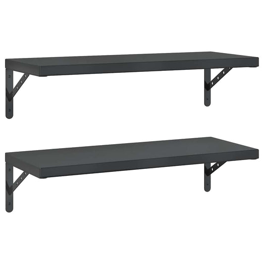 Wandregale 2 Stk. 75x30 cm Schwarz Edelstahl