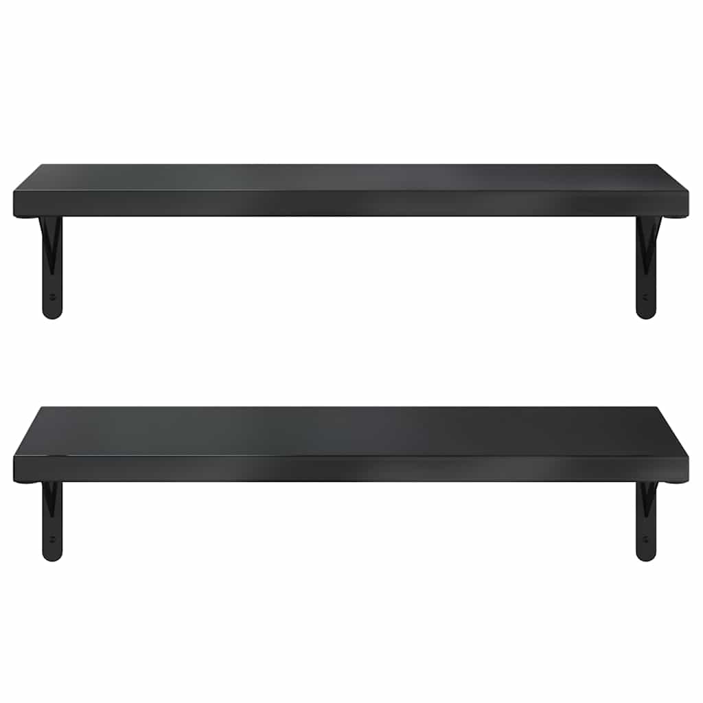 Wandregale 2 Stk. 75x30 cm Schwarz Edelstahl