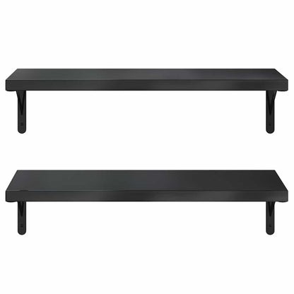 Wandregale 2 Stk. 75x30 cm Schwarz Edelstahl