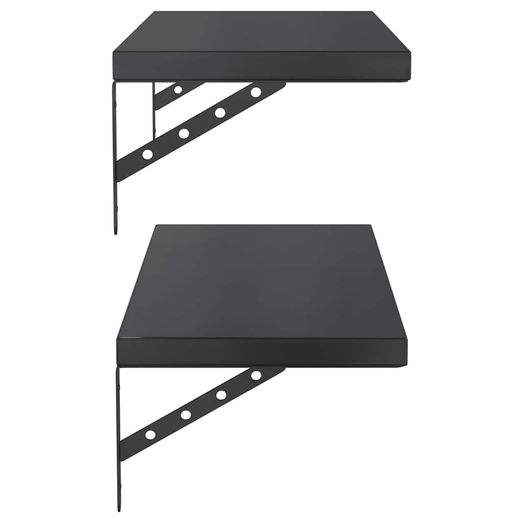 Wandregale 2 Stk. 75x30 cm Schwarz Edelstahl