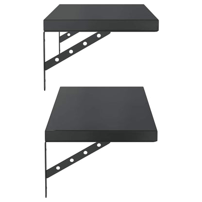 Wandregale 2 Stk. 75x30 cm Schwarz Edelstahl