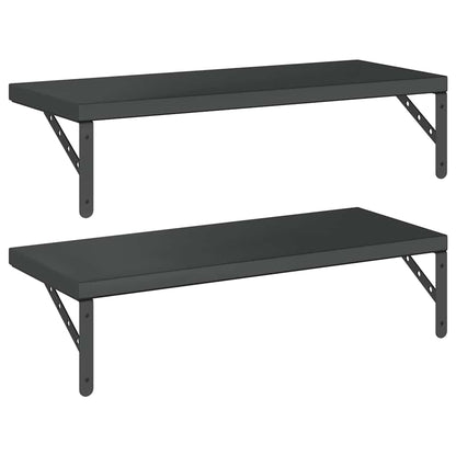 Wandregale 2 Stk. 75x30 cm Schwarz Edelstahl