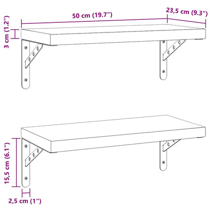 Wandregale 2 Stk. 50x23,5 cm Schwarz Edelstahl