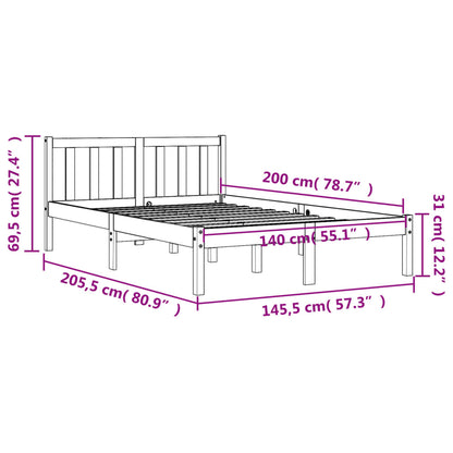 Massivholzbett ohne Matratze Wachsbraun 140x200 cm Kiefernholz
