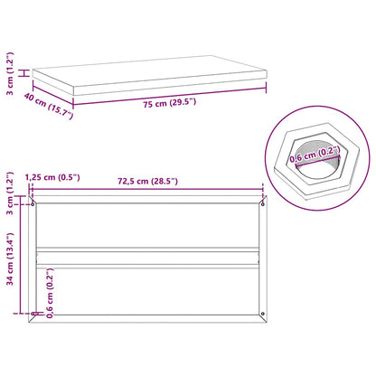 Wandregale 2 Stk. 75x40x3 cm Silbern Edelstahl