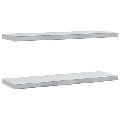 Wandregale 2 Stk. 75x23,5x3 cm Silbern Edelstahl