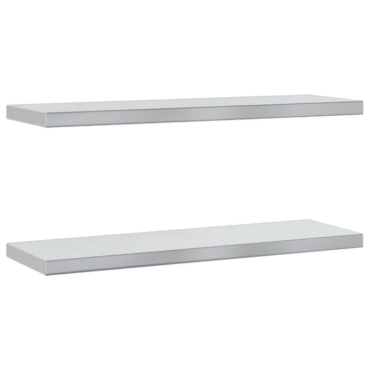 Wandregale 2 Stk. 75x23,5x3 cm Silbern Edelstahl