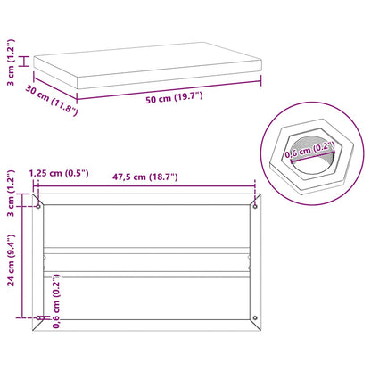Wandregale 2 Stk. 50x30x3 cm Silbern Edelstahl