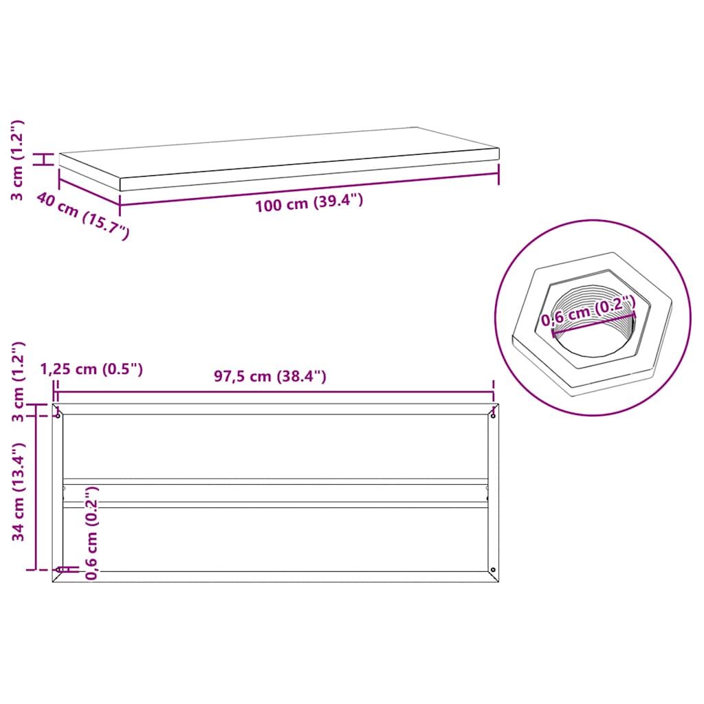 Wandregale 2 Stk. 100x40x3 cm Schwarz Edelstahl