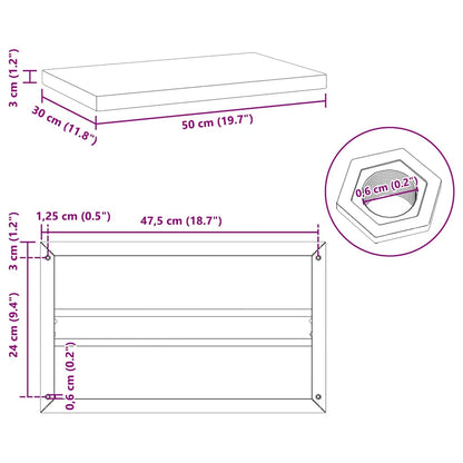 Wandregale 2 Stk. 50x30x3 cm Schwarz Edelstahl