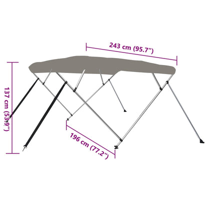 4-Bow Bimini-Top Grau 243x196x137 cm