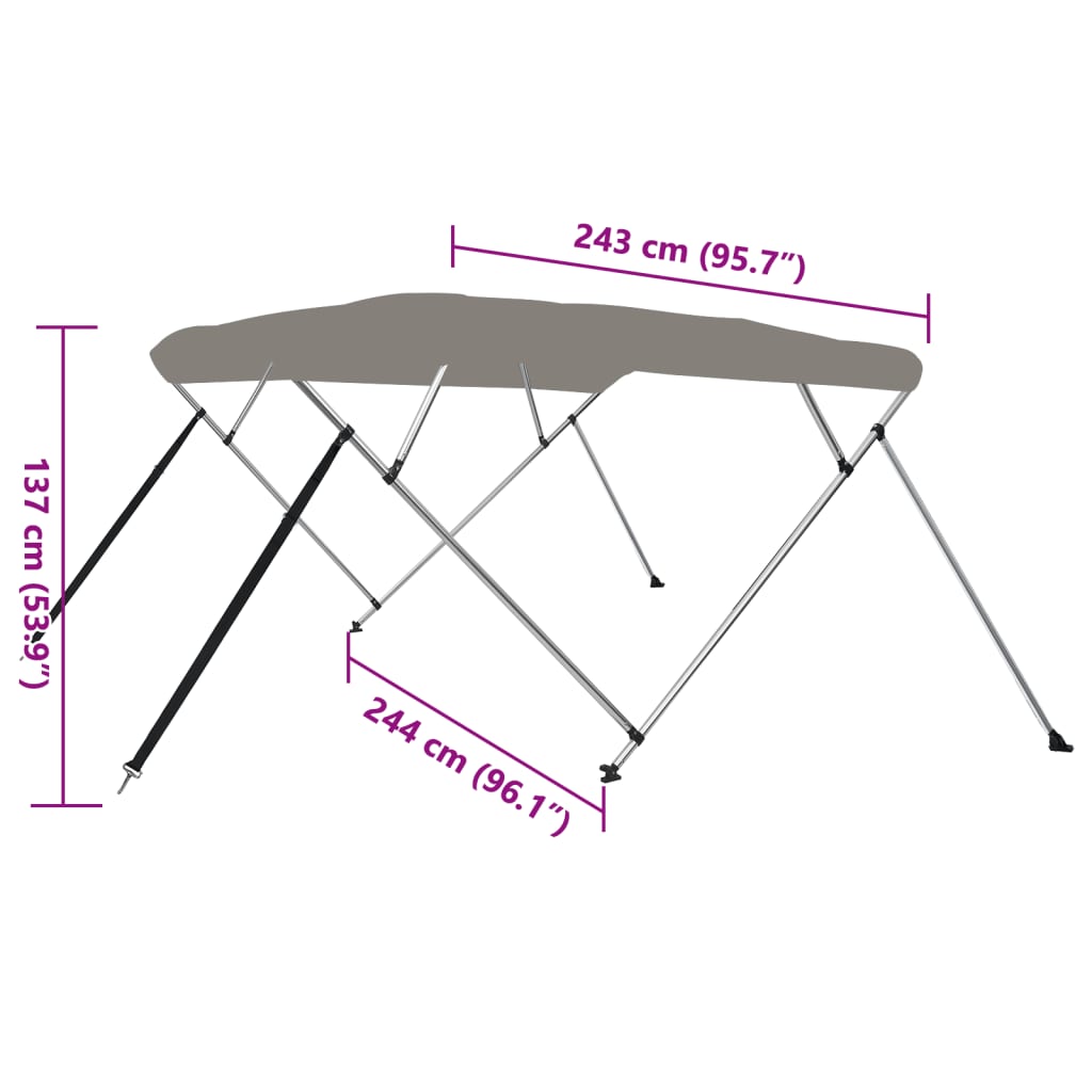 4-Bow Bimini-Top Grau 243x244x137 cm