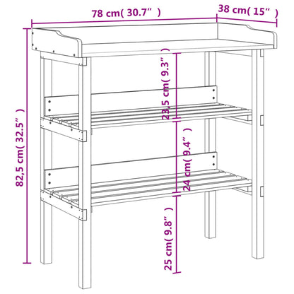 Pflanztisch mit Ablagen Braun 78x38x82,5 cm Massivholz Tanne