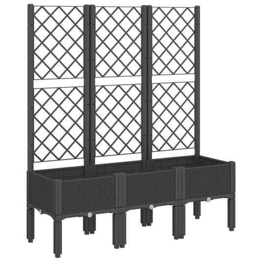 Pflanzkübel mit Rankgitter Schwarz 120x40x142 cm PP