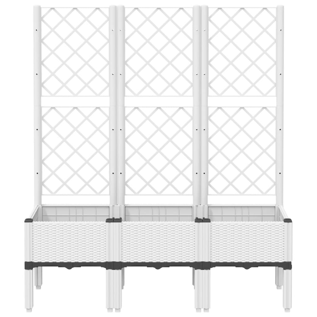 Pflanzkübel mit Rankgitter Weiß 120x40x142 cm PP
