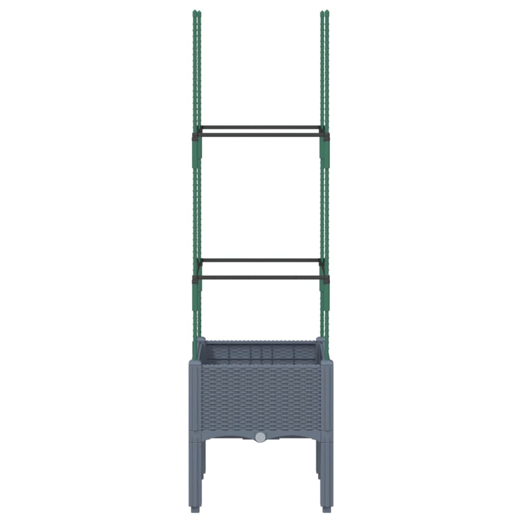 Pflanzkübel mit Rankgitter Blaugrau 40x40x142,5 cm PP