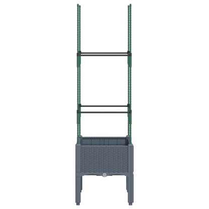 Pflanzkübel mit Rankgitter Blaugrau 40x40x142,5 cm PP