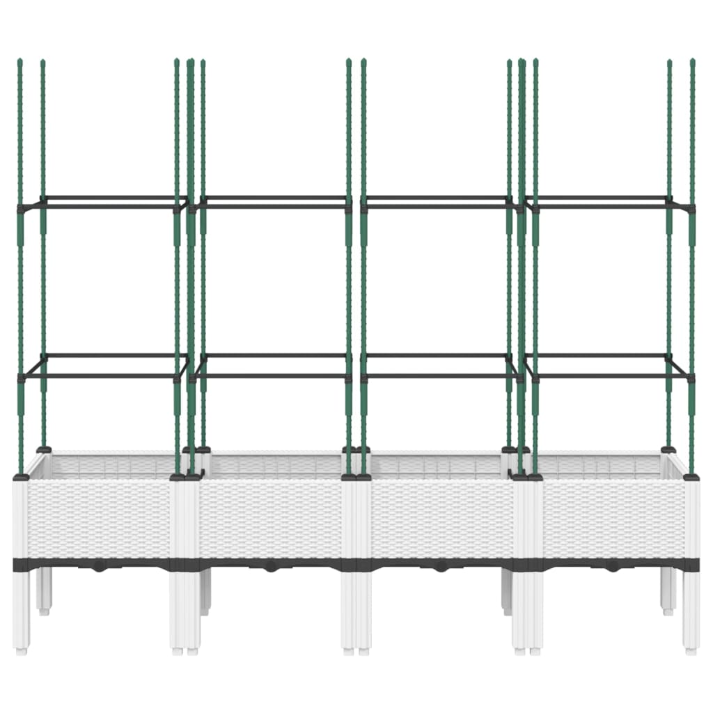 Pflanzkübel mit Rankgitter Weiß 160x40x142,5 cm PP