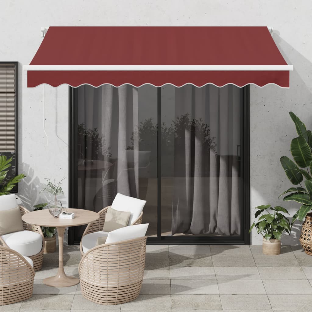 Markise Manuell mit LED Weinrot 300x250 cm