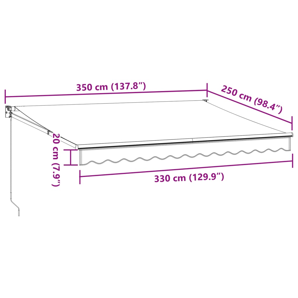 Markise Manuell Weinrot 350x250 cm