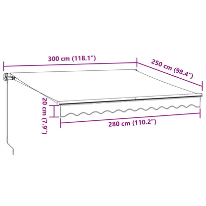 Markise mit LED-Beleuchtung Manuell Anthrazit & Weiß 300x250 cm