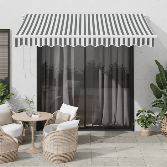 Markise mit LED-Beleuchtung Manuell Anthrazit & Weiß 300x250 cm