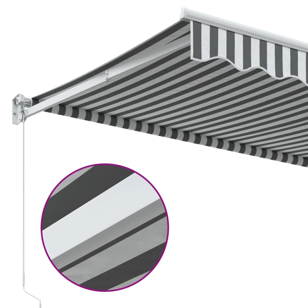 Markise Einziehbar Anthrazit & Weiß 3,5x2,5 m Stoff & Aluminium