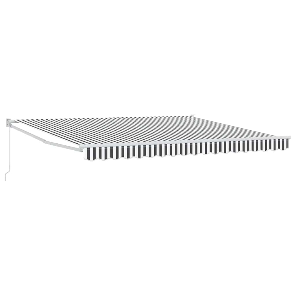 Markise Einziehbar Anthrazit und Weiß 4x3 m Stoff und Aluminium