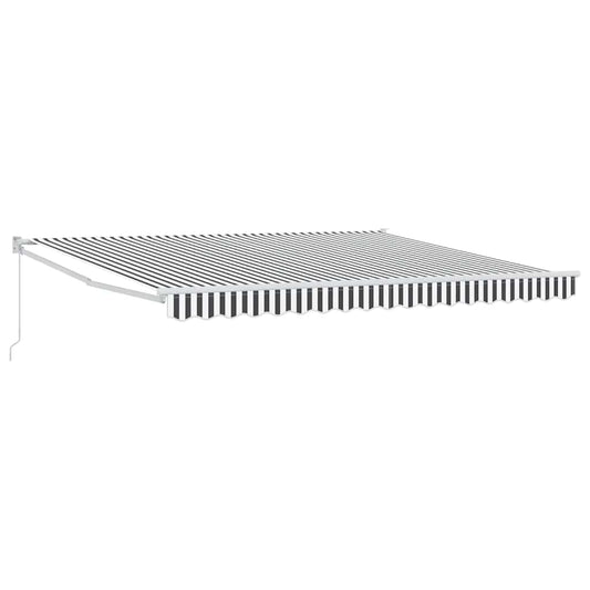 Markise Einziehbar Anthrazit und Weiß 4x3 m Stoff und Aluminium