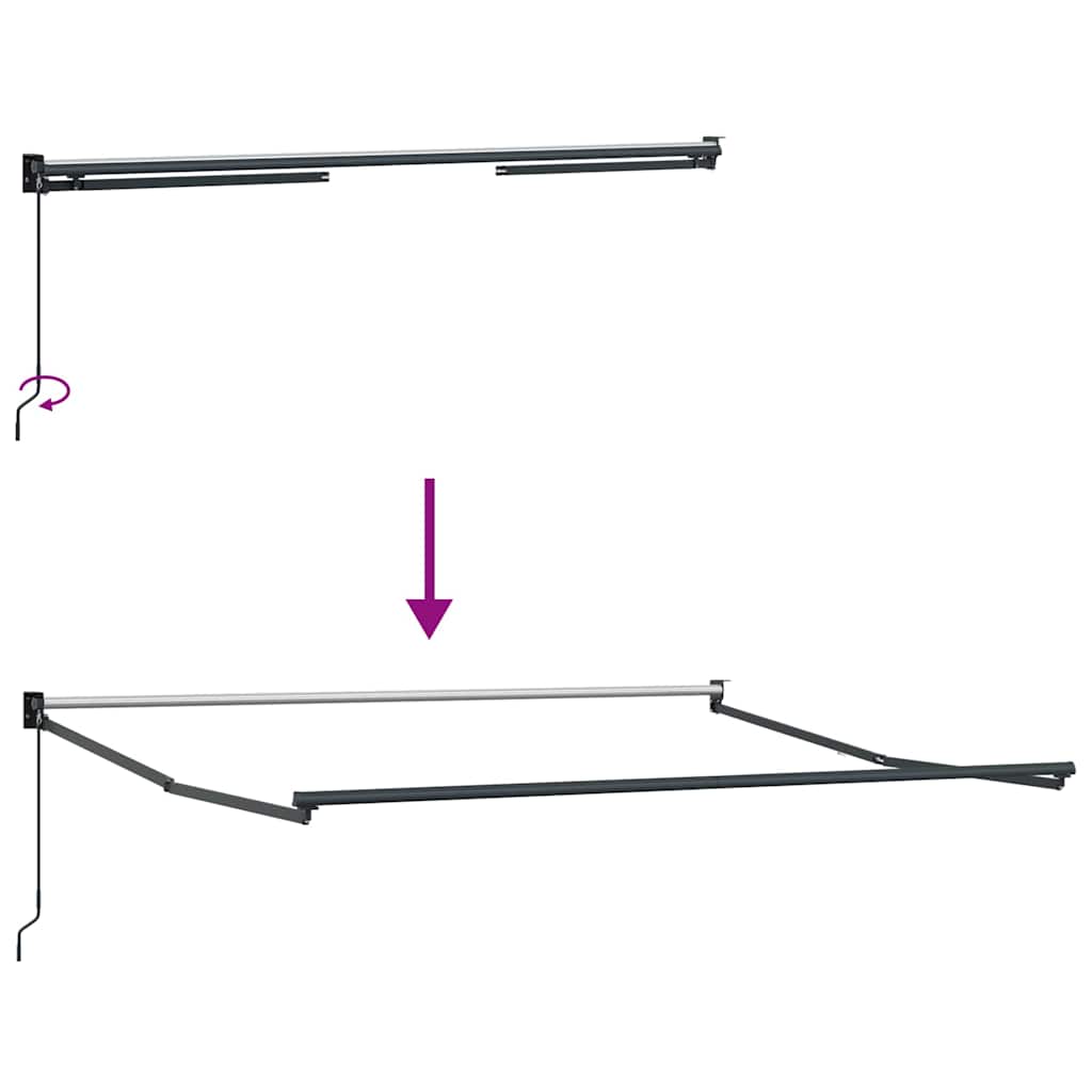 Markise Einziehbar Anthrazit und Weiß 3x2,5 m Stoff & Aluminium