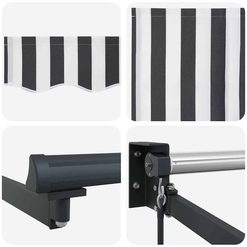 Markise Einziehbar Anthrazit und Weiß 3x2,5 m Stoff & Aluminium