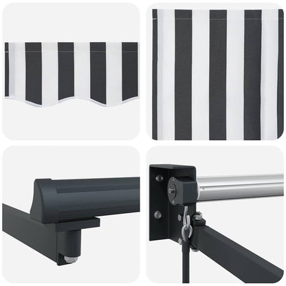 Markise Einziehbar Anthrazit und Weiß 3x2,5 m Stoff & Aluminium