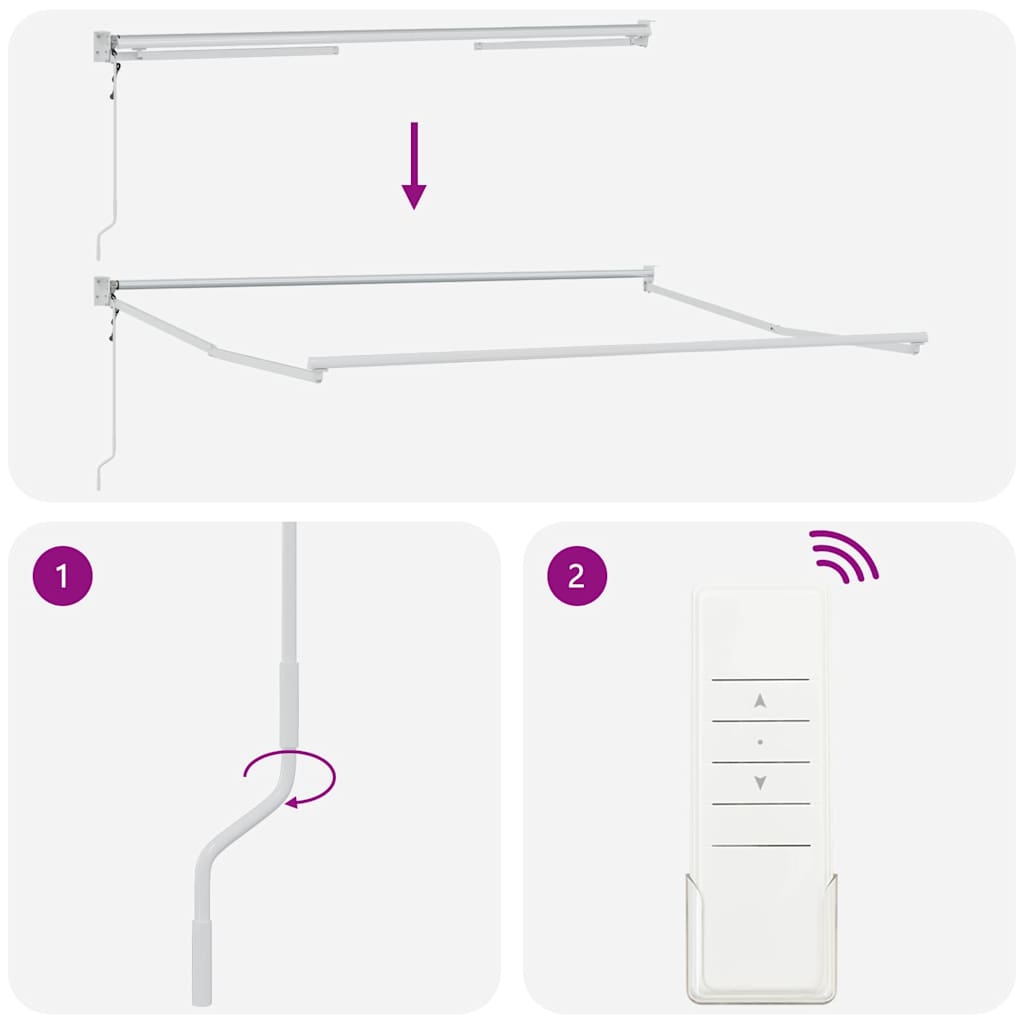 Markise Einziehbar Anthrazit und Weiß 3x2,5 m Stoff & Aluminium