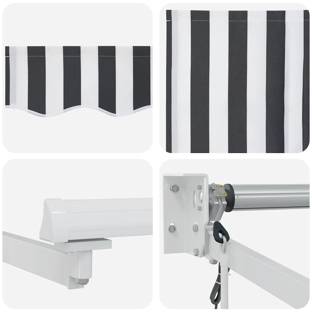 Markise Einziehbar Anthrazit und Weiß 3x2,5 m Stoff & Aluminium