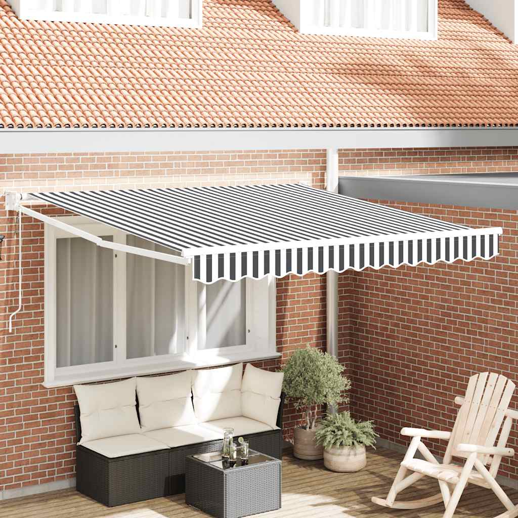 Markise Einziehbar Anthrazit und Weiß 3x2,5 m Stoff & Aluminium
