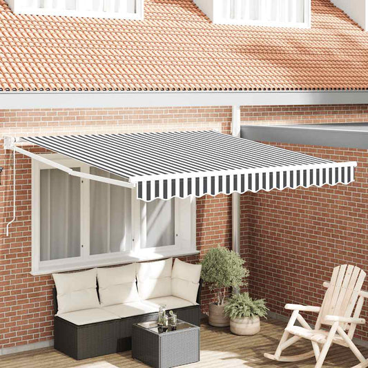 Markise Einziehbar Anthrazit und Weiß 3x2,5 m Stoff & Aluminium