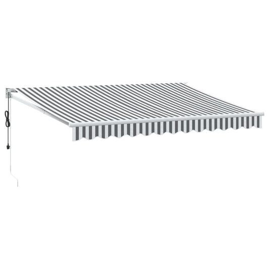 Markise Einziehbar Anthrazit & Weiß 3,5x2,5 m Stoff & Aluminium