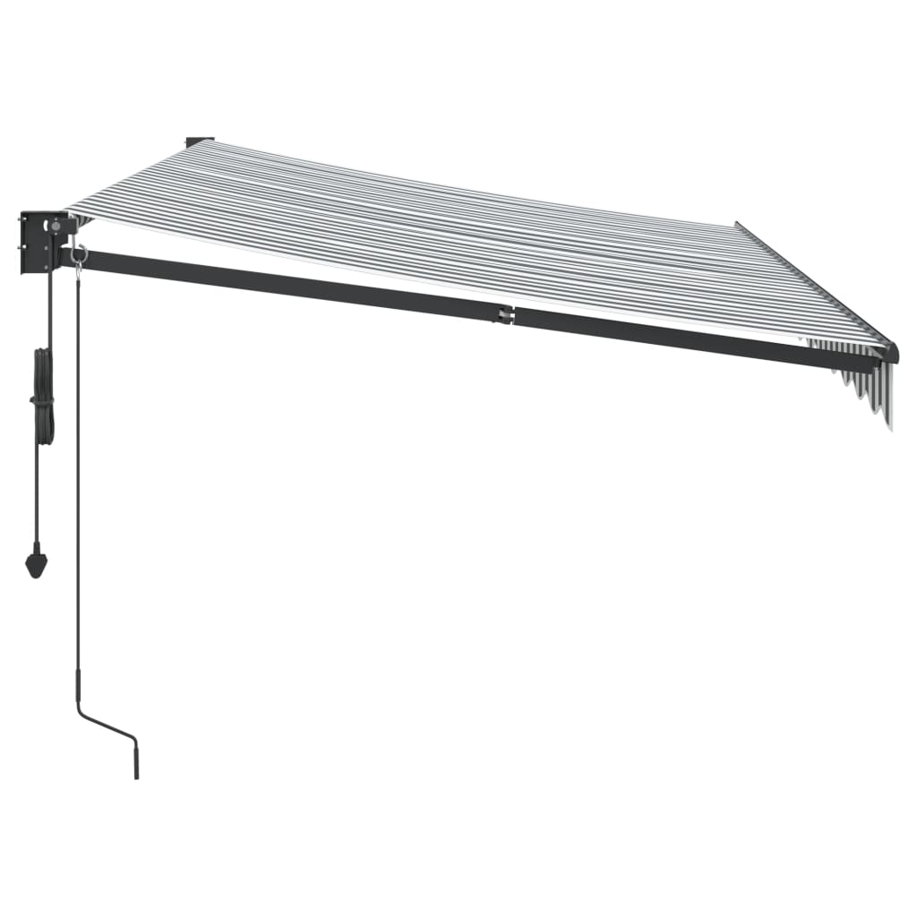 Markise Einziehbar Anthrazit & Weiß 3,5x2,5 m Stoff & Aluminium