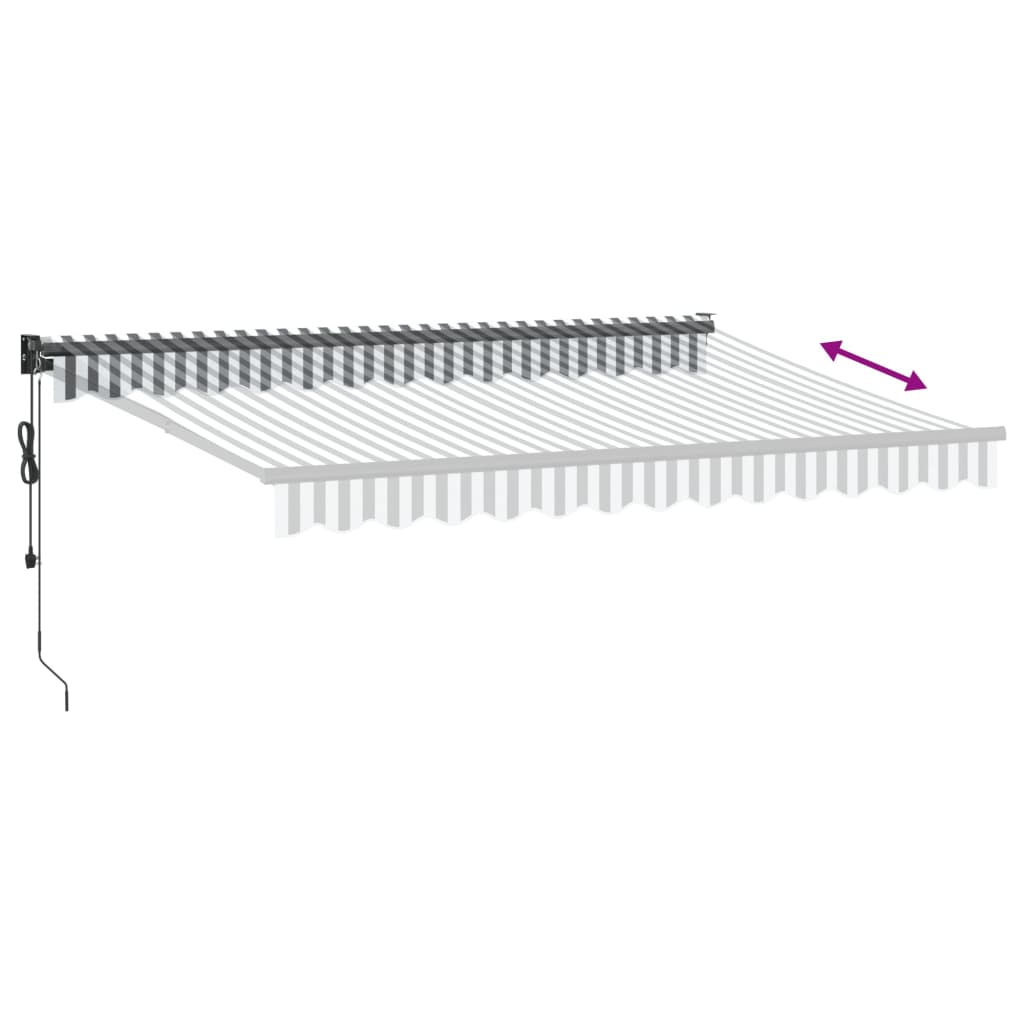 Markise Einziehbar Anthrazit & Weiß 3,5x2,5 m Stoff & Aluminium