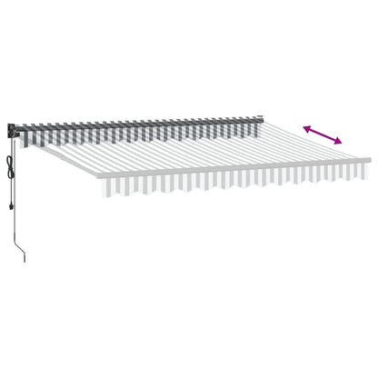 Markise Einziehbar Anthrazit & Weiß 3,5x2,5 m Stoff & Aluminium