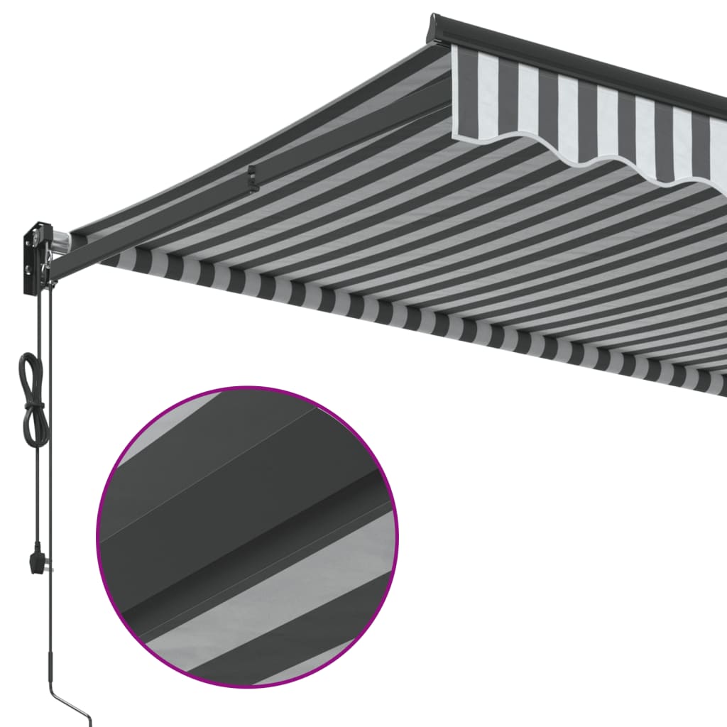 Markise Einziehbar Anthrazit & Weiß 3,5x2,5 m Stoff & Aluminium