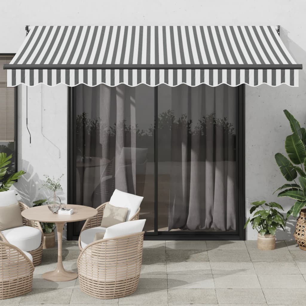 Markise Einziehbar Anthrazit & Weiß 3,5x2,5 m Stoff & Aluminium