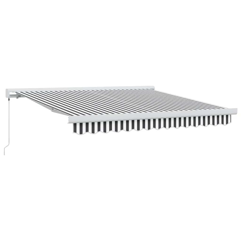 Markise Einziehbar Anthrazit und Weiß 3x2,5 m Stoff & Aluminium